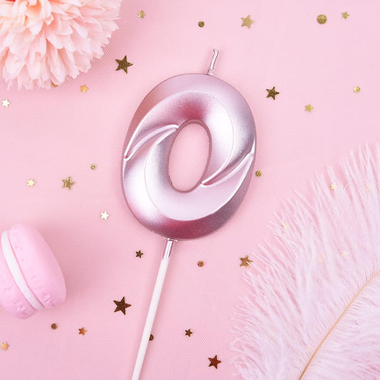 PHD CAKE 2.76 Inch Diamond Rose Gold 0 Number Birthday Candles, Rose Gold Number Candles, Cake Number Candles, Party Celebration