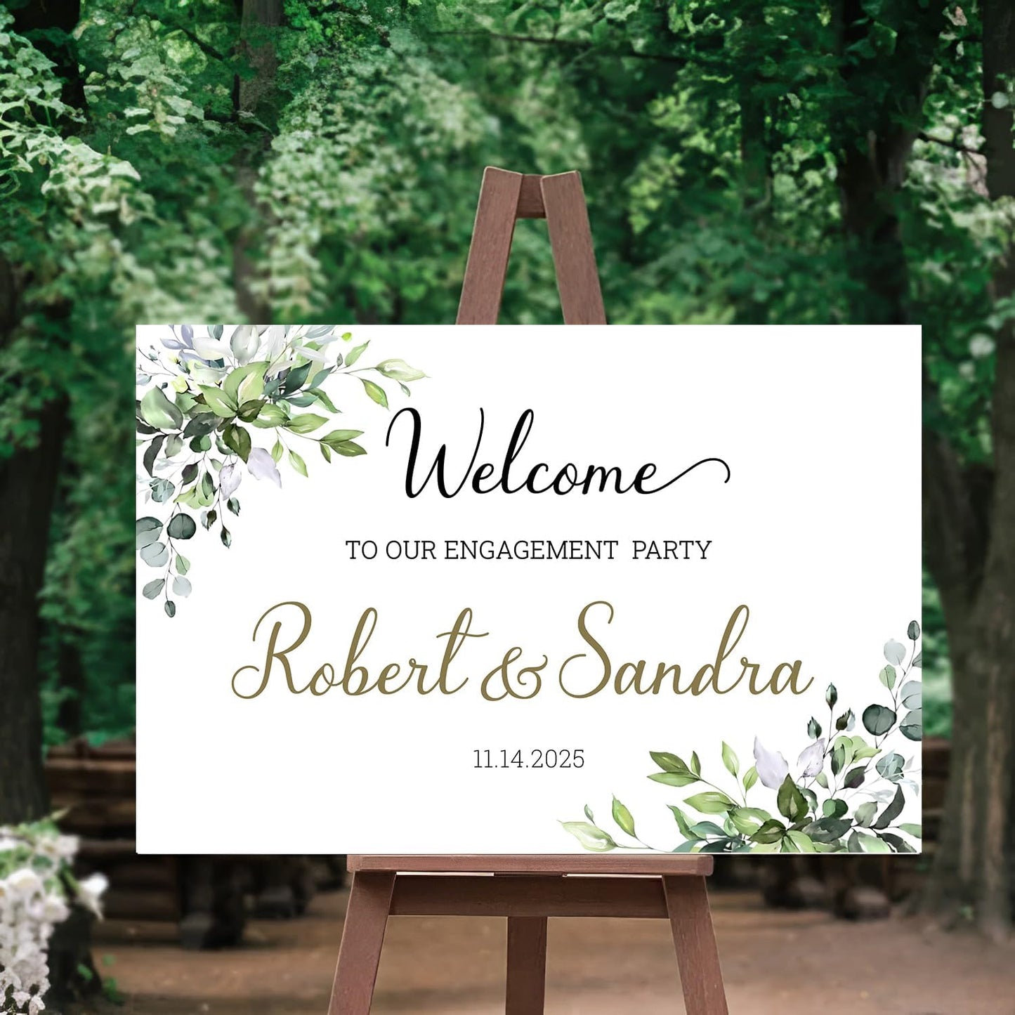 Engagement Sign, Nature-Inspired, Full Size, Plastic, 12x18 inches, Welcome to our Engagement Party