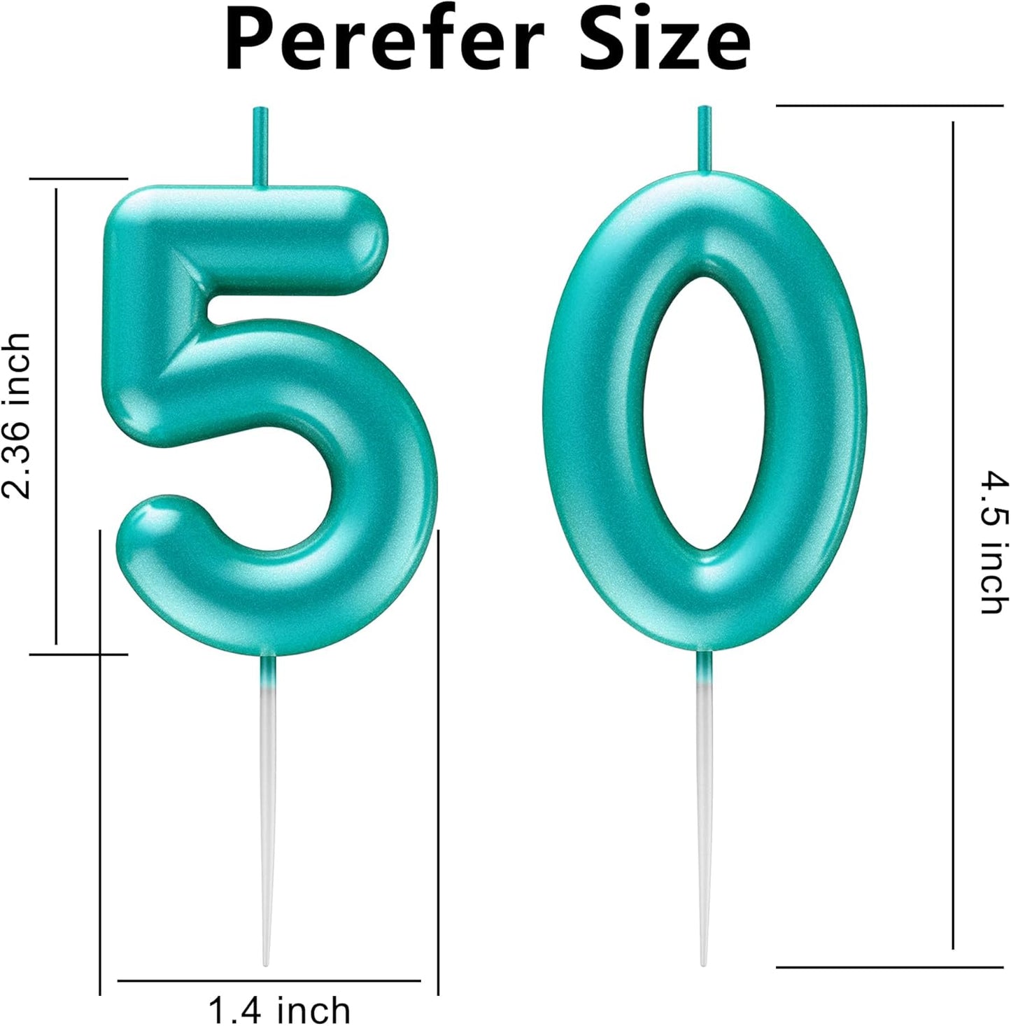 Blue Number 50 Candle Happy Birthday 3D Number Candles for Birthday Cake Party Decoration Wedding Anniversary Celebration Supplies
