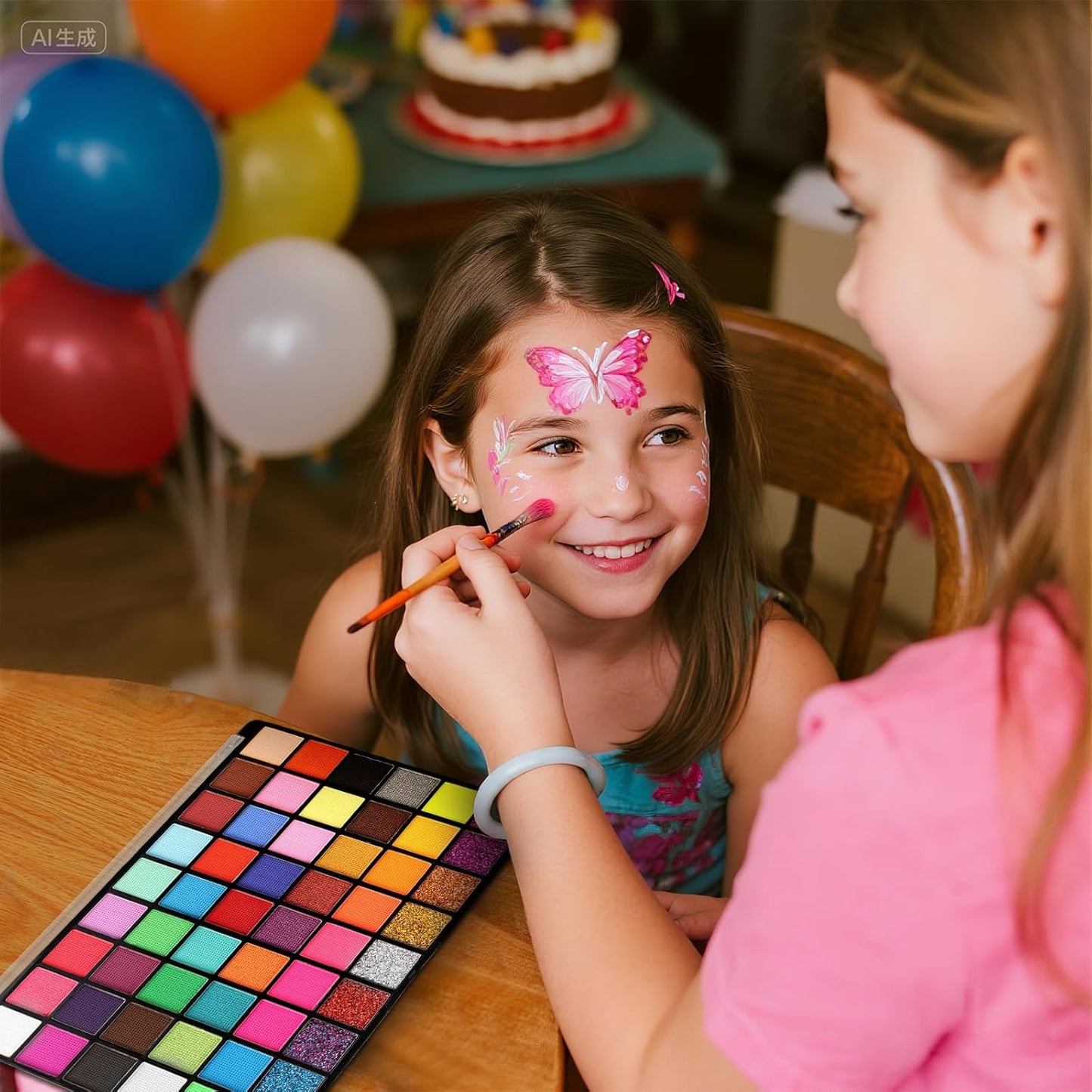 Face Painting Kit for Kids, 54 Color Professional Face Painting Kits with 10 Brushes and Stencils，Water Based Non Toxic Face Paint for Kids