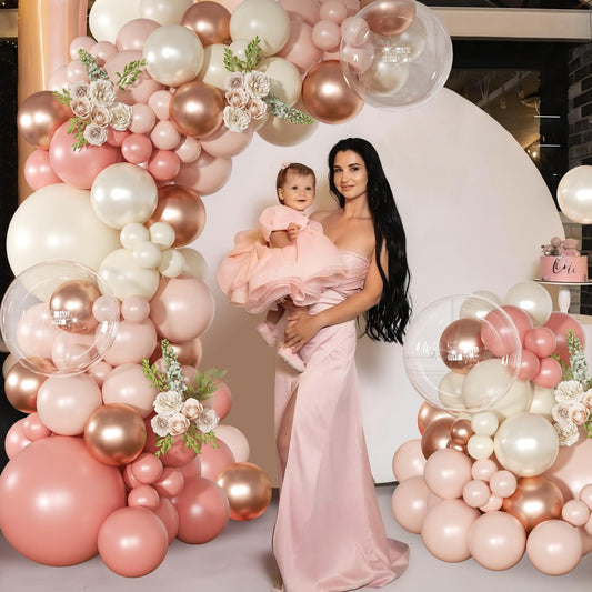 Dusty Pink Balloon Arch Kit 126 Pcs Retro Blush Pink and Metallic Rose Gold Balloon Arch Garland Kit for Wedding Birthday Baby Shower Gender Reveal Bridal Decorations