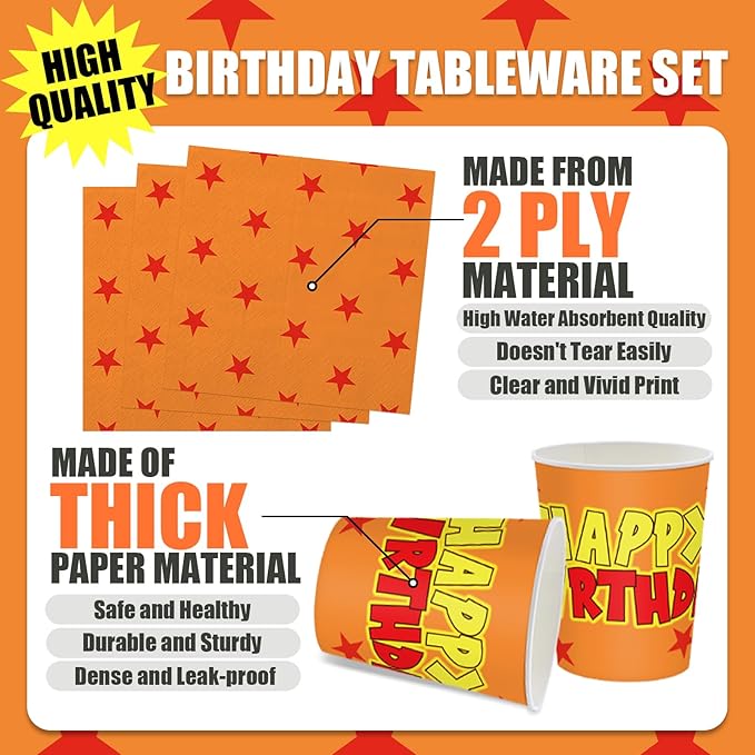 168Pcs Anime Paper Plates and Napkins Cartoon Theme Birthday Decoration Anime Party Supplies Tableware Set for Kids Birthday Party Decorations Serve 24