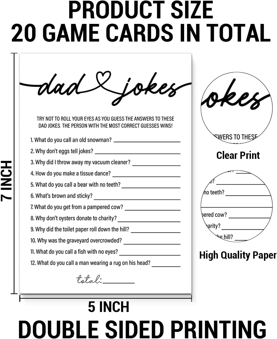 20 Dad Jokes Baby Shower Game Cards, Hilarious Funny Baby Shower Games, Gender Neutral Boy or Girl, Minimalist