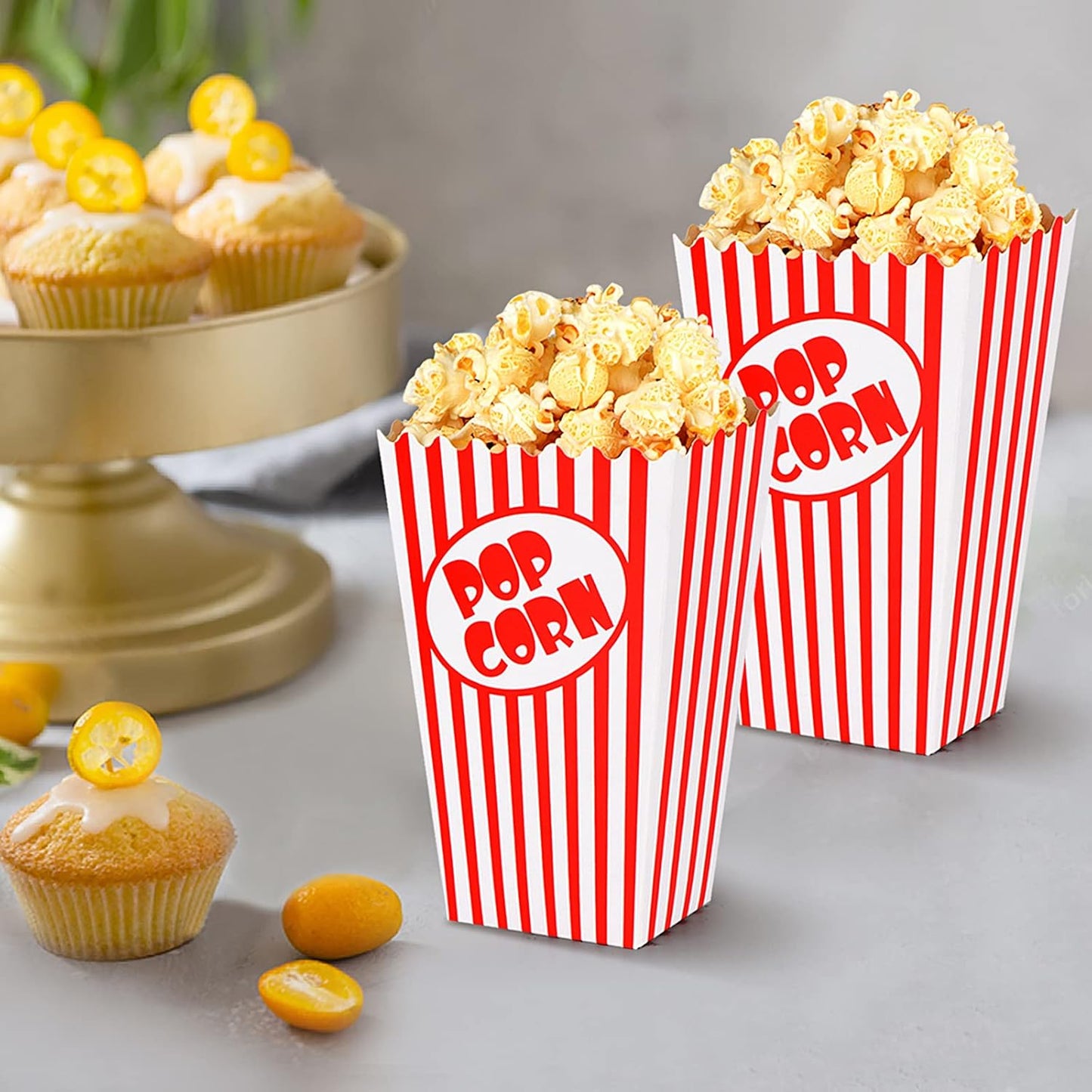 Zahaat 100 Mini Popcorn Boxes 5.5 Inches Tall Red and White Popcorn Bags Mini Pop Corn Buckets and Container for Movie Theater, Home, Carnival Party, Decorations