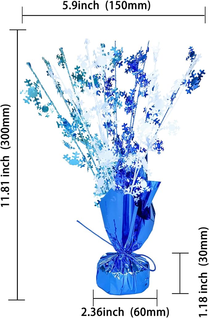 Gyufise 6 Pack Metallic Foil Spray Centerpiece Snowflake Table Decoration Burst Table Centerpieces Table Decor for Winter Wonderland Birthday Wedding Anniversary Holiday Party Supplies Blue
