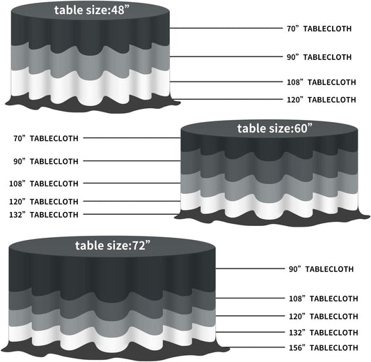 Fokitut 2 Pack Waterproof Round Tablecloth, 70 Inch, Stain Resistant and Wrinkle Polyester Table Cloth, Fabric Table Cover for Kitchen Dining, Wedding, Party, Holiday Dinner-Black