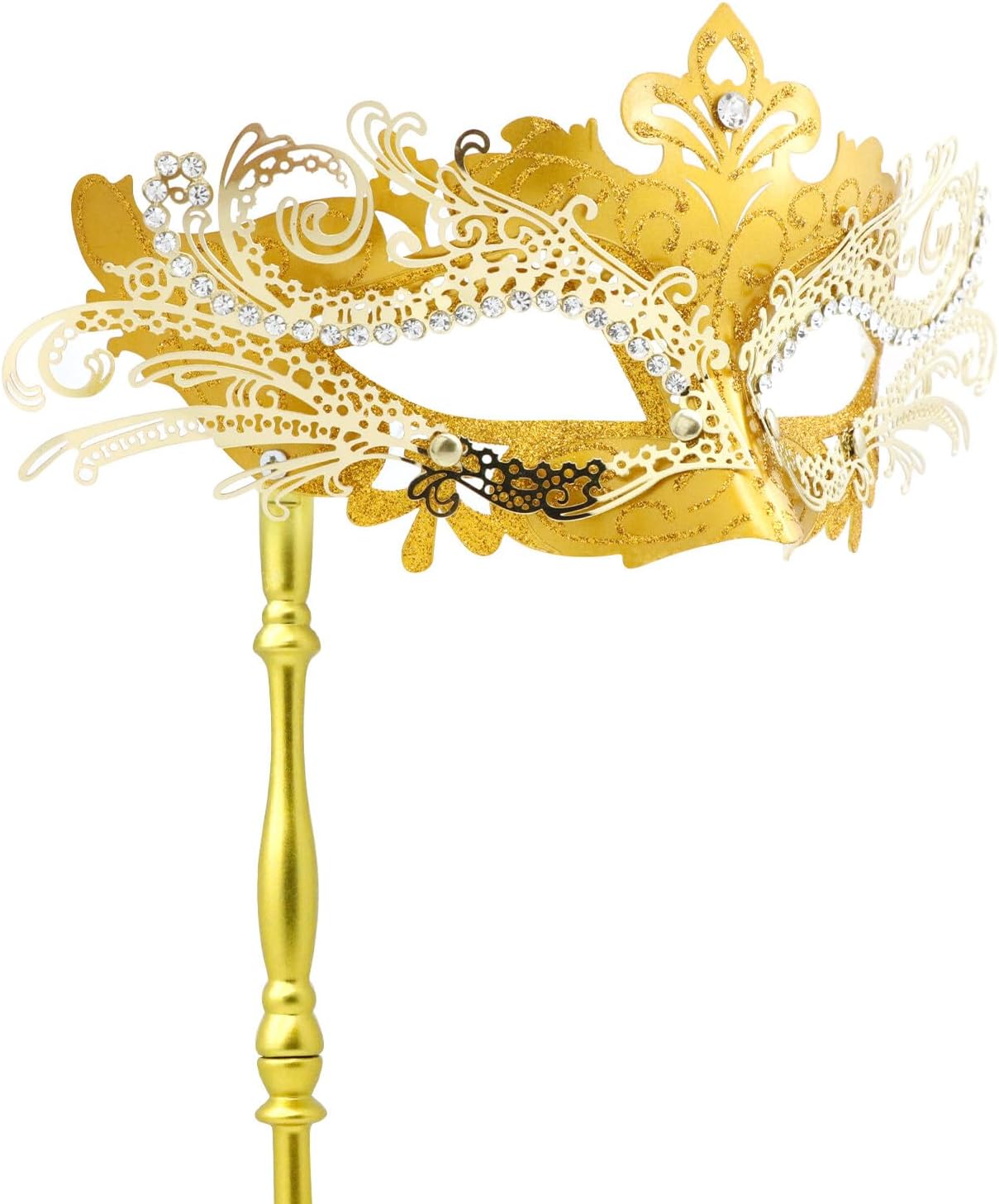 Coddsmz Masquerade Mask with Stick Venetian Mask Mardi Gras Decorations for Womens Halloween Costume Mask