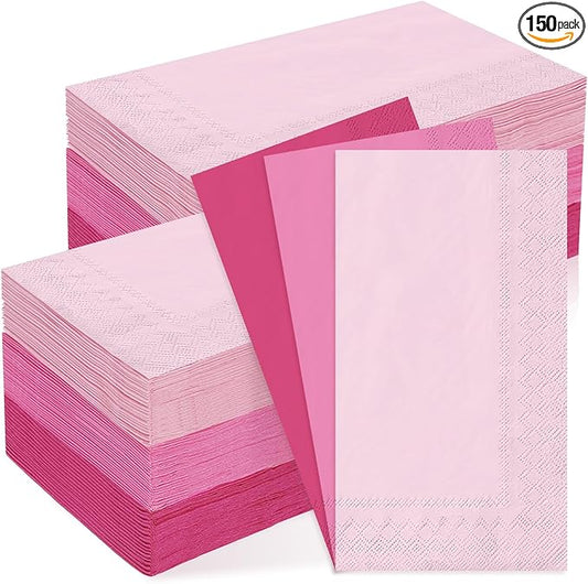 Whaline 150 Pack Pink Guest Napkins 4.3x7.8 Inch 3 Colors Hand Napkin Towel Pink Theme Disposable Paper Napkin Dinner Napkins for Party Celebration Gathering Supplies Table Decorations