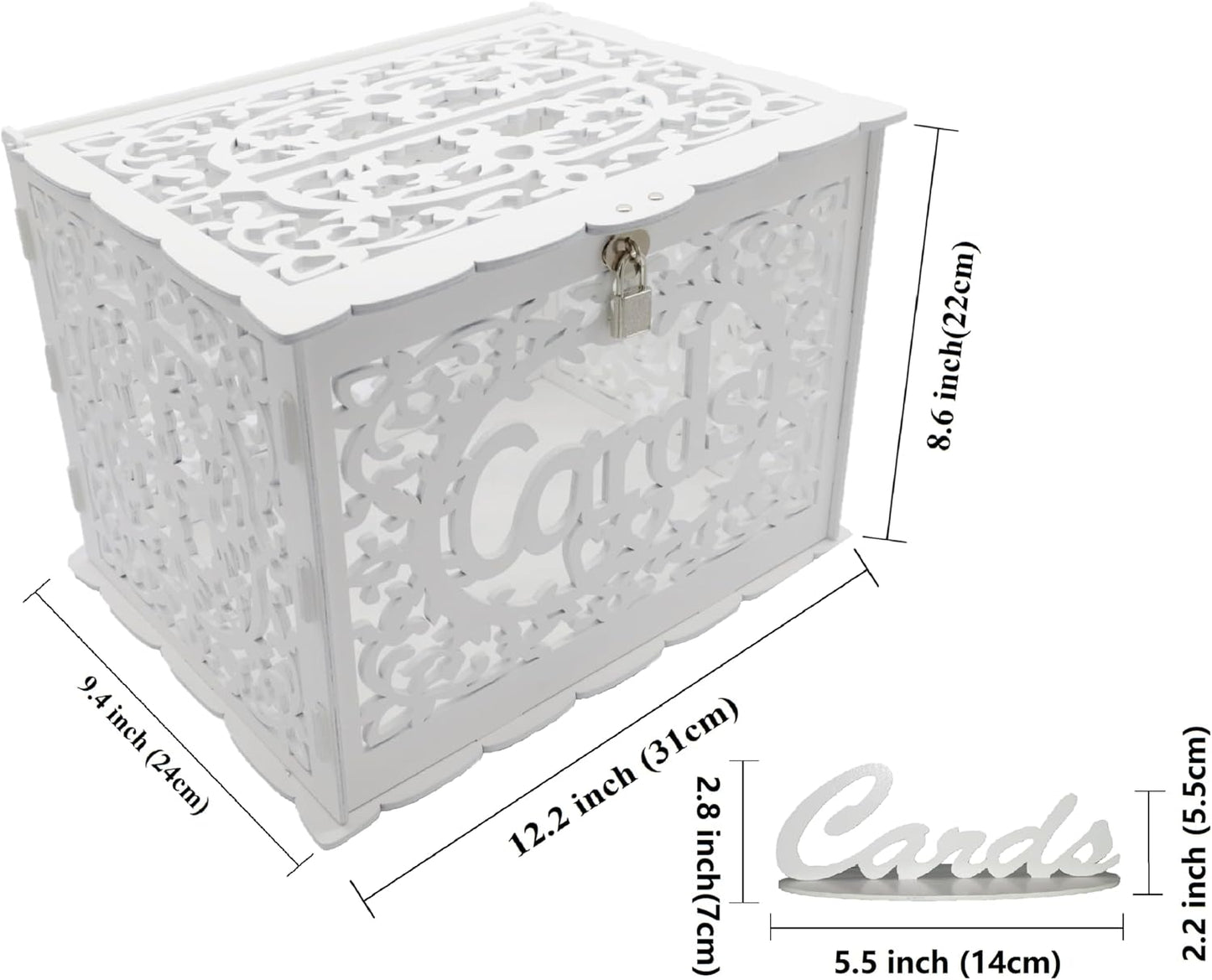 Wedding Card Box, Wedding Gift Card Box,Graduation Card Box White Card Box for Party,Baby Shower and Bridal Shower