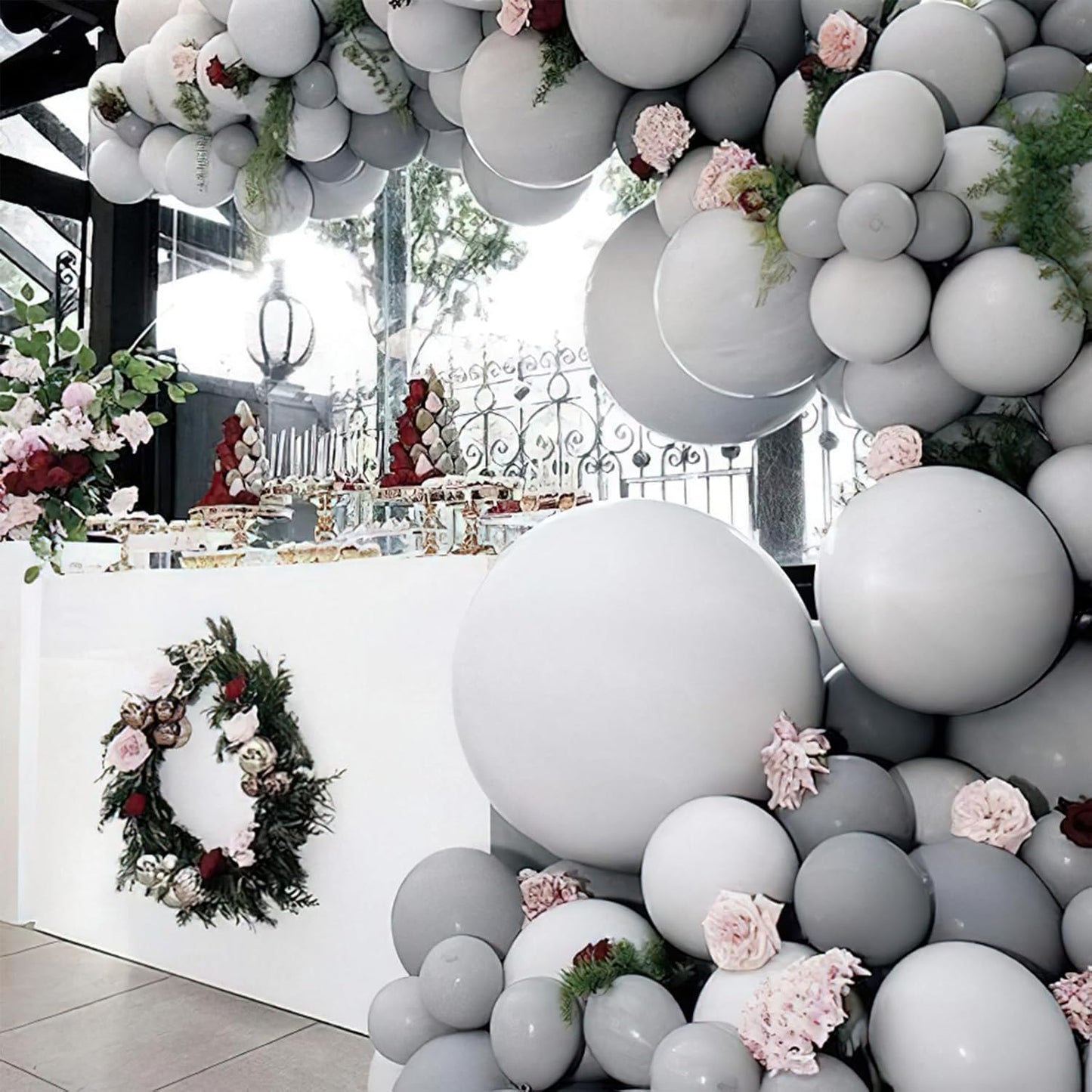 PartyWoo Gray Balloons 100 pcs Different Sizes of 18 12 10 5 Inch Matte Grey Latex Balloon Arch Kit Garland for Baby Shower Gender Reveal Graduation Elephant Birthday Party Decorations Gray-Y71