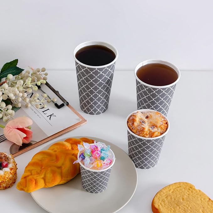 Lamosi Coffee Cups 16 oz 180 Pack, Disposable Coffee Cups, Disposable Cup,16 oz Hot Cup, Paper Insulated Cup for Cold Hot Drinks (No Lids)