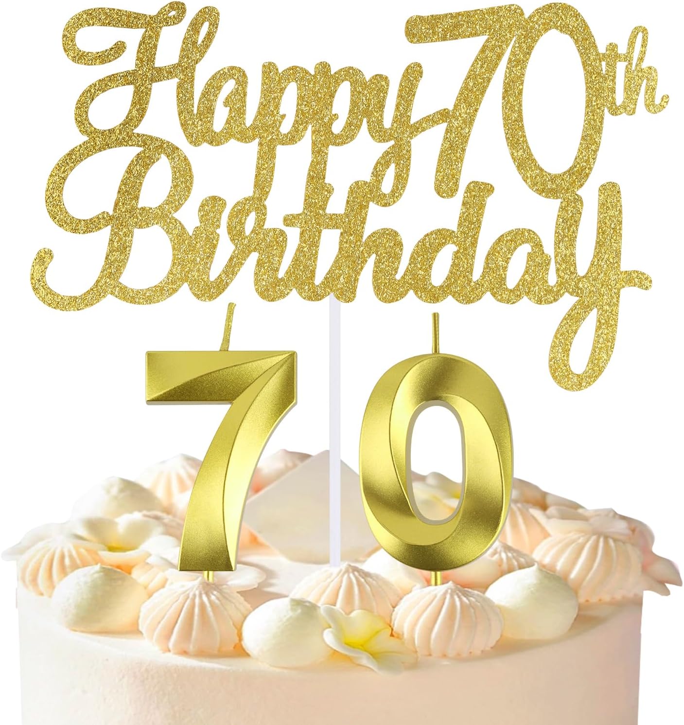 70th Birthday Candles, Happy 70th Birthday Cake Topper, 70 th Birthday Cake Decorations, 70 Cake Topper Number 70 Candles, 70 Birthday Decorations for Men and Women (70)