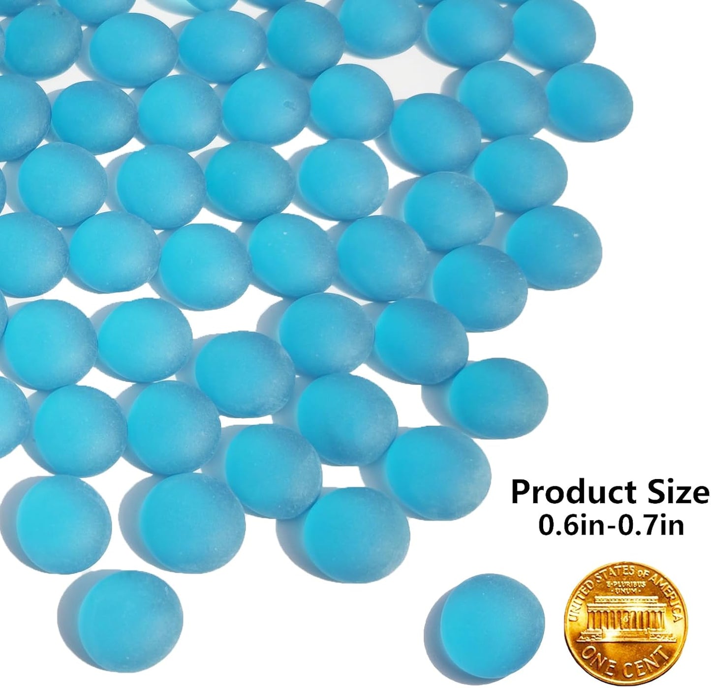 Sea Glass Gems - 0.9 Lb Blue Frosted Flat Glass Marbles, Flat Gems Decorative Stones for Vase Fillers, Aquarium Rocks, Floral Supplies, Table Scatter, Craft Mosaics, and DIY Ornaments