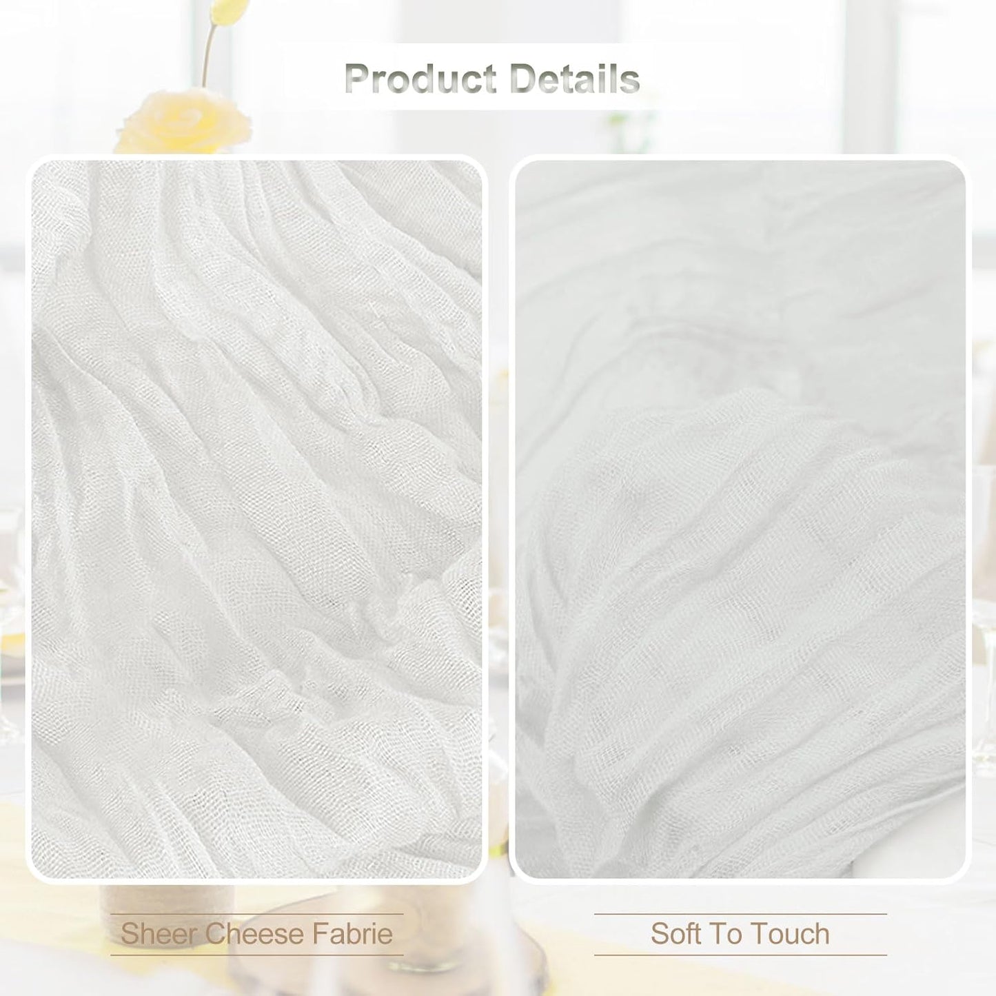 1 Pack White Cheesecloth Table Runner 35x120 Inch 10Ft Rustic Gauze Cheese Cloth Thanksgiving Table Runner Sheer Cheesecloth Table Runners for Wedding Party Bridal Shower Decoration