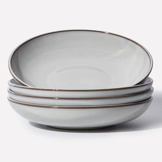 Pasta Bowls 30 oz, Terracotta Ceramic Plate Bowls for Kitchen, Microwave & Dishwasher Safe, Large Wide Serving Bowls for Salad/Soup/Noodle/Dessert, Moonstone White
