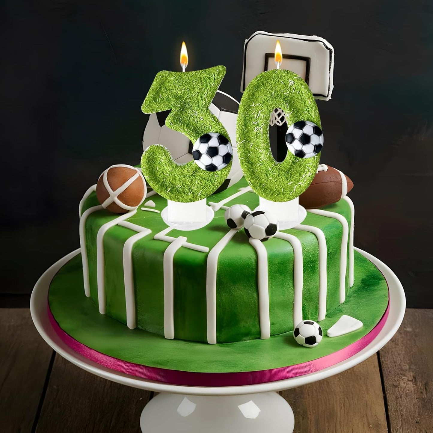 30th Birthday Candles，Soccer Birthday Decorations，Suitable for Girl and boy Cake Toppers, Wedding Cakes, Anniversaries, Party Celebrations, Birthday Decorations
