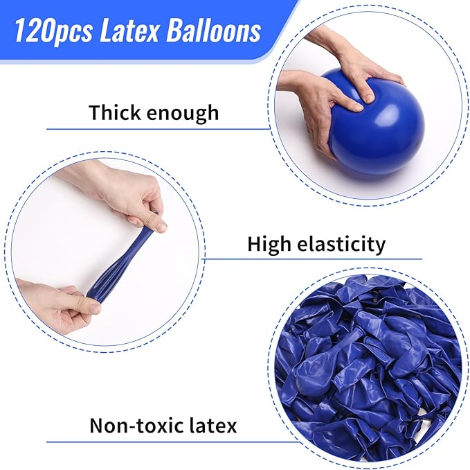 RUBFAC 120pcs Balloons for Birthday Baby Shower Graduation Anniversary Wedding Party Supplies Garland Arch Decoration,12 Inches,Royal Blue