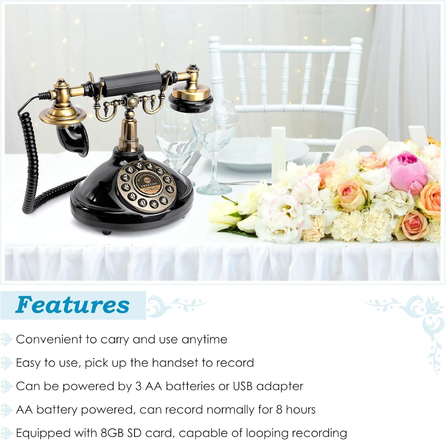 Audio Guest Book Wedding Phone (Black)