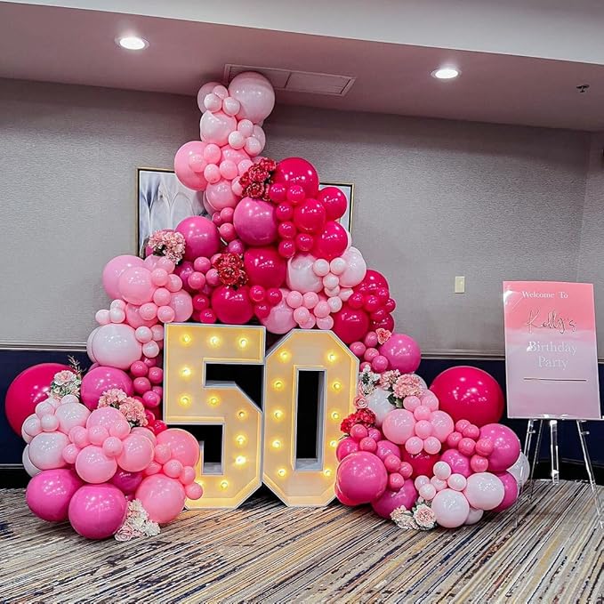 KBZVNAF Pink Balloons Latex Party Balloons - 50 Pack 12 inch Helium Matte Pink Balloons for Birthday Wedding Baby Shower Gender Reveal Party Decorations
