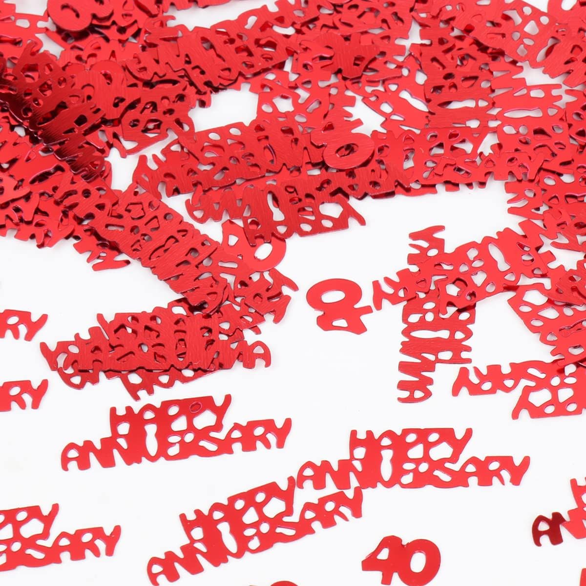 40 Happy Anniversary Confetti Glitter - Red 40th Anniversary Party Table Decorations Happy Anniversary Confetti, Perfect for Table Decorations Party Supplies DIY Craft