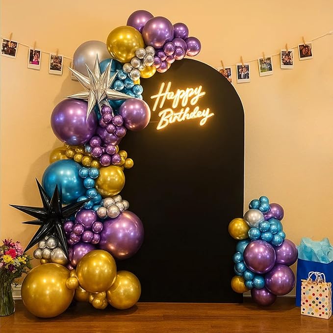 Patimate Balloons Assorted Colors 100 Pack 12 Inch Colorful Chrome Metallic Rainbow Party Balloons for Birthday Wedding Birthday Baby Shower Christmas Carnival Party Decorations Arch Garland