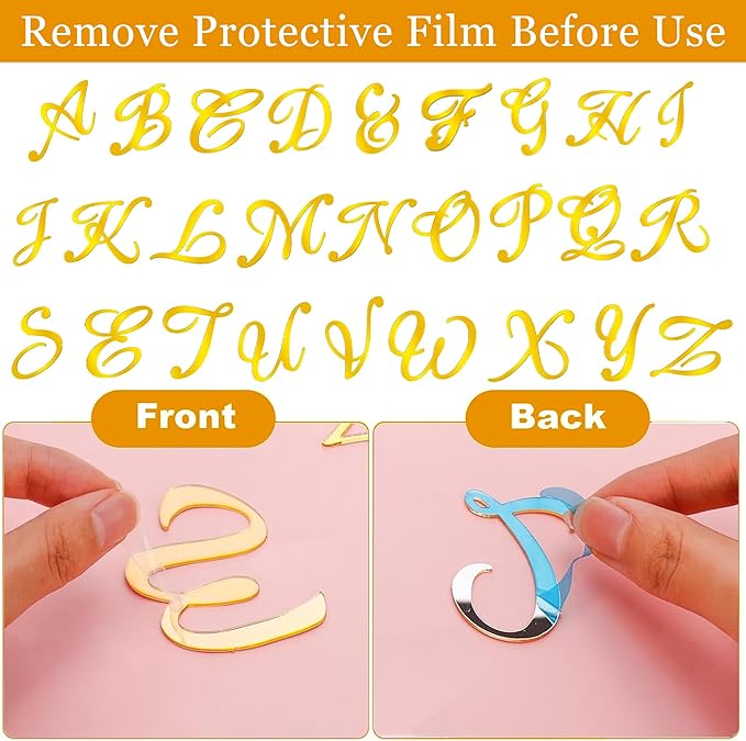 Acrylic Alphabet Cake Topper, DIY Personalized Name Cake Toppers with A-Z Letter Set Gold Cake Topper for Custom Wedding Cake Decorations, Baby Birthday Party Supplies (Style 2)