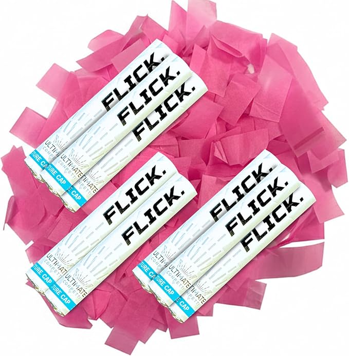 Ultimate Confetti - 8 Pack Pink Confetti Wands - Handheld 6" Biodegradable Tissue Paper Confetti Flick Flutter Sticks For Wedding, Birthday, Parties & Live Events - 1 Handful, 0.5 oz Each Stick