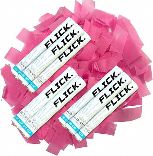 Ultimate Confetti - 8 Pack Pink Confetti Wands - Handheld 6" Biodegradable Tissue Paper Confetti Flick Flutter Sticks For Wedding, Birthday, Parties & Live Events - 1 Handful, 0.5 oz Each Stick
