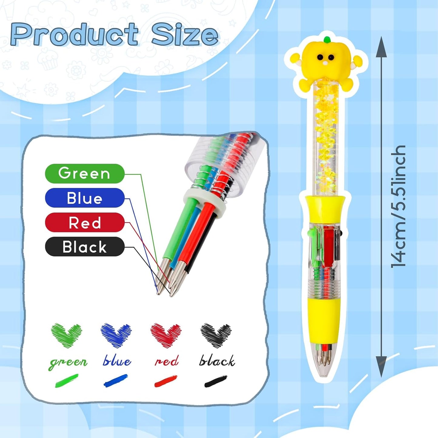 CZWZ 20Pcs Multicolor Pens in One 4-in-1 Cute Pens Bulk for Kids, Ballpoint Pen for Birthdays and Children's Parties, Fun Gifts Assorted Ink Kawaii Pen