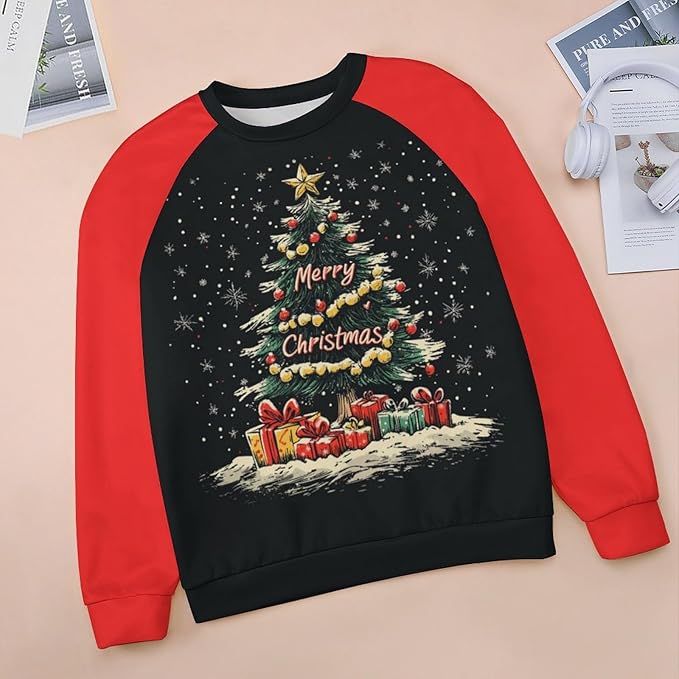 LOAIHA Christmas Sweatshirts for Women Christmas Tree Graphic Shirt Xmas Long Sleeve Merry Christmas Pullover Blouse