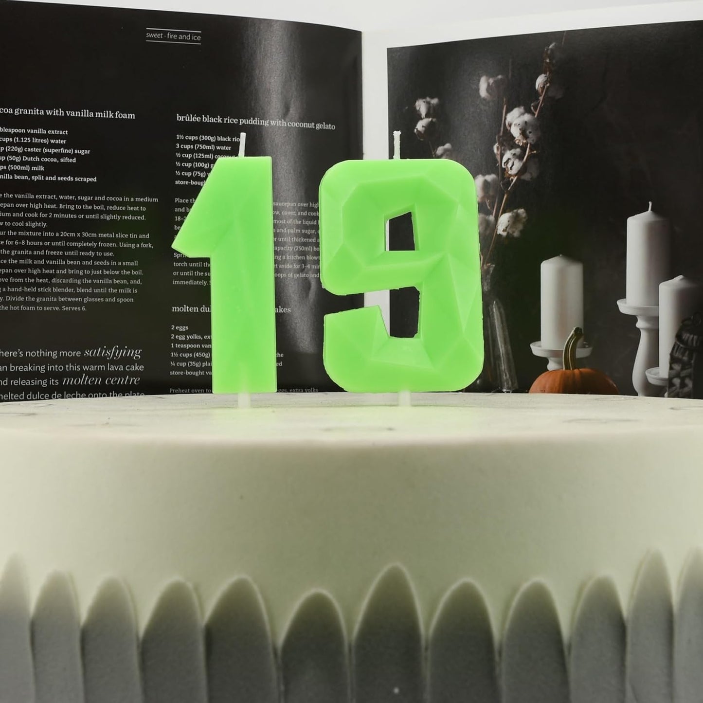 DERVENTA Large Birthday Candle Number 3D Luminous Green 3.7 inch Party Celebration Anniversary Decoration Cake Topper 1 Piece (Luminous Green Number 19)