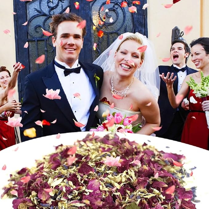 Party Confetti Natural Dried Flower Petals, 12 Packs Biodegradable Confetti Real Rose Petals for Wedding and Party Decoration