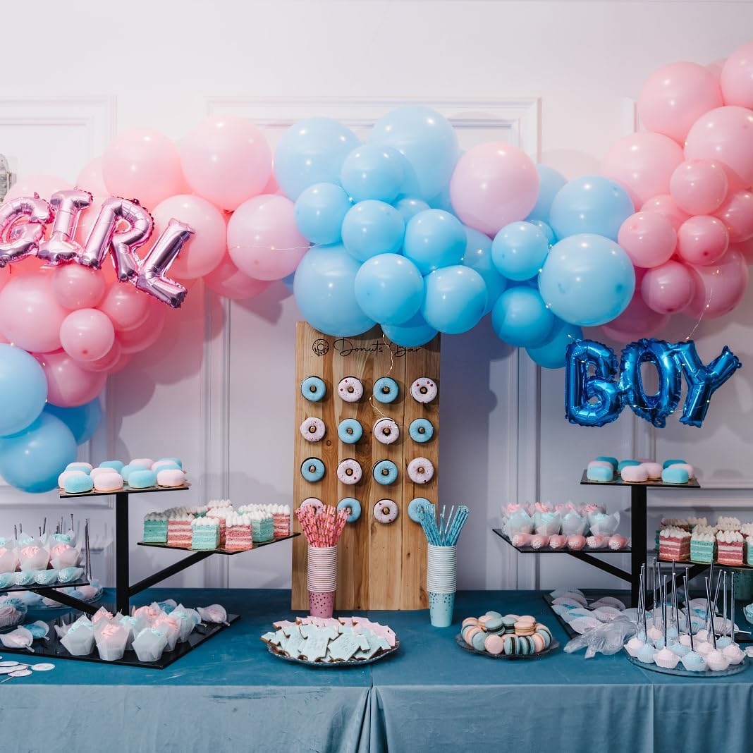 Baby Blue Balloons - 12 inch 100pcs Latex - Round Pastel Blue Birthday Balloons with 2 Ribbons for Baby Shower, Gender Reveal, Birthday Party Decorations