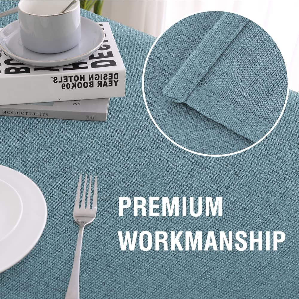 H.VERSAILTEX Linen Textured Tablecloth 60 x 120 Waterproof Decorative Table Cloth Spill-Proof Linen Look Cover for Party Table Extra Soft and Thick Fabric Wrinkle Free, Heather Stone Blue