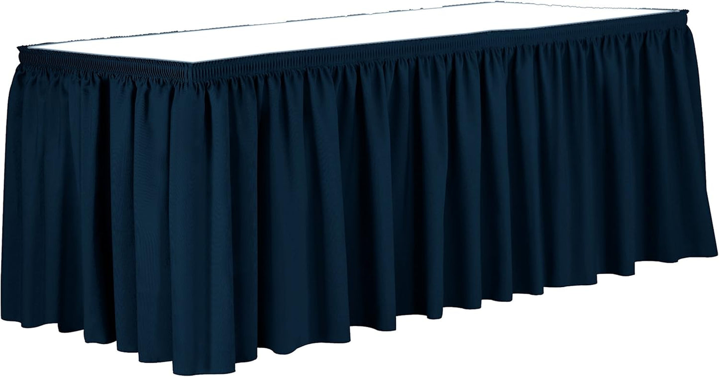 Ultimate Textile Pleat Polyester Fabric Table Skirt - Machine Washable, Flame Resistant, Cut & Sewn in NJ, Desk Skirt - Lagoon, 21' Shirred Pleat x 42" h