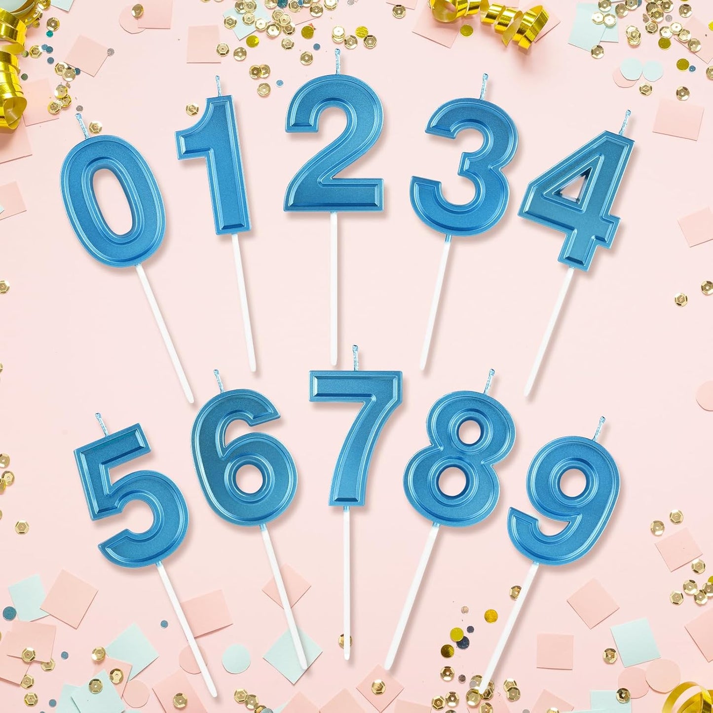BEAN LIEVE Blue Birthday Candles Number 5, Blue Number Candles, Cake Number Candles for Birthday Parties and Wedding Anniversary Celebrations
