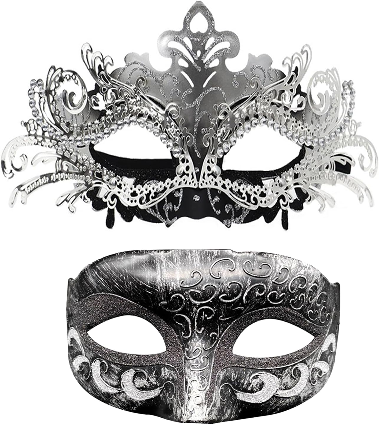 Couple Masquerade Mask Set - Venetian Style Masks for Halloween, Costume Parties and Carnival