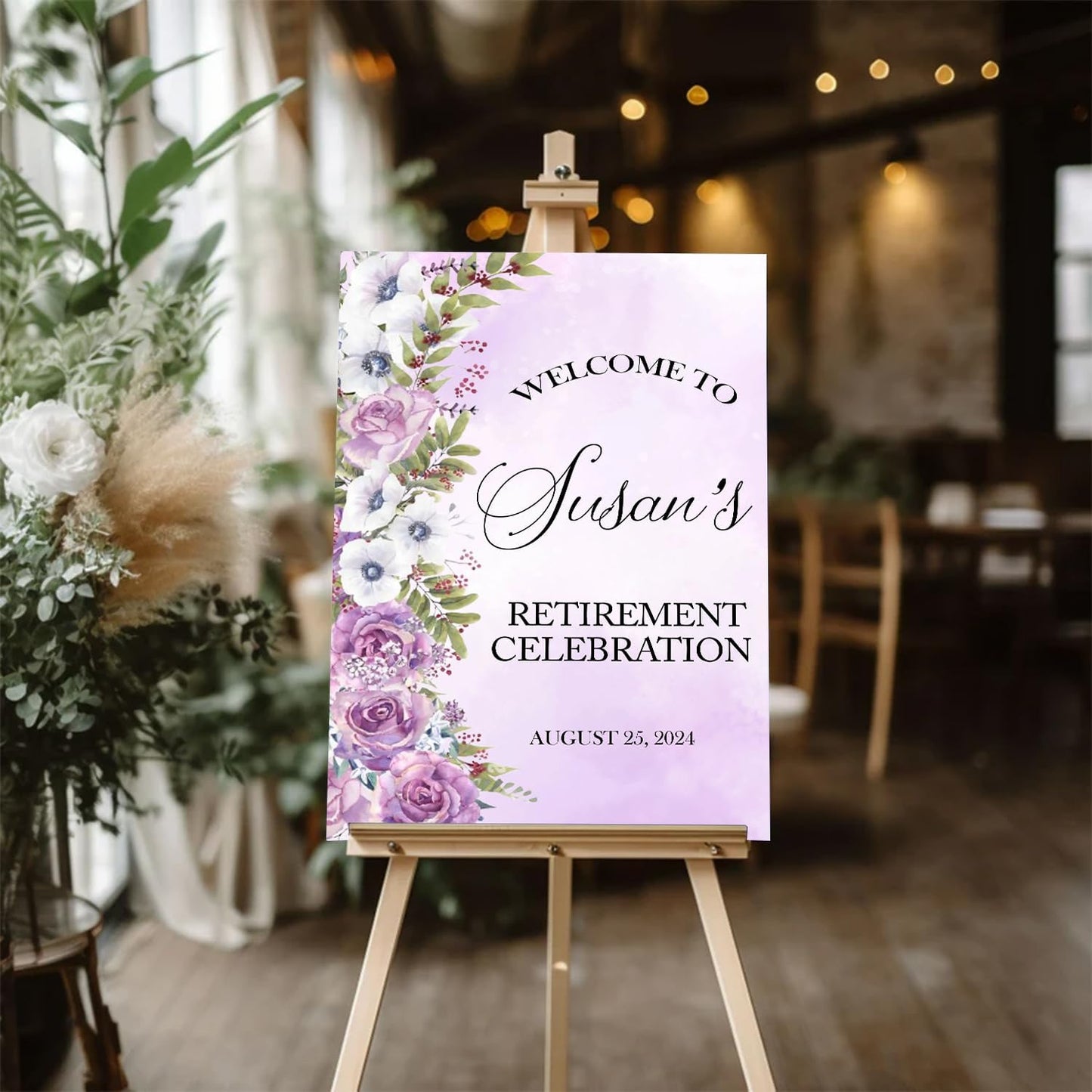 Retirement Welcome Sign Template - Floral Buffet Sign for Celebration Party Decor