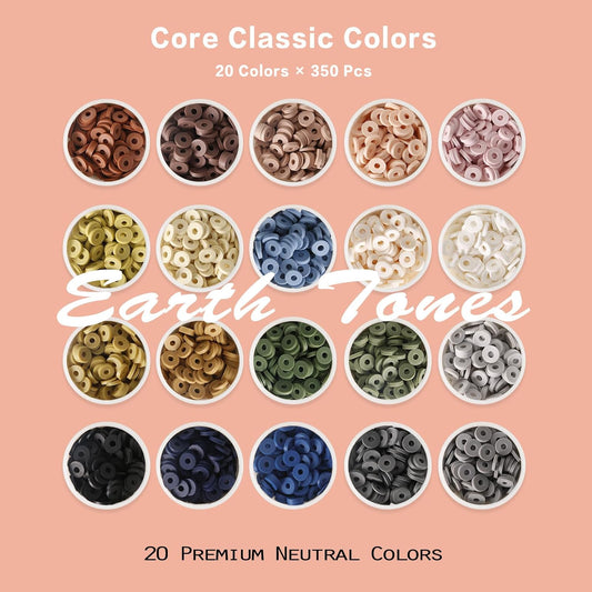 ADIIL 7200pcs Clay Beads Bracelet Making Kit, 6mm Polymer Heishi Beads for Jewelry Making, Friendship Bracelet Kit Birthday Gift for Adults Neutral