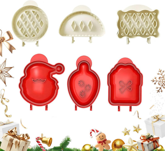 Holiday Mini Pie Mold, Hand Pie Press Molds Maker for Christmas Party Potluck Baking, Dough Presser Pies Molds for Fall, Thanksgiving & Christmas Festivals (6 Pcs-E)