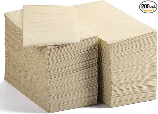 MORGIANA 200-Pack Disposable Paper Napkins, 2-Ply Bamboo Paper Towels Unbleached Disposable Hand Towels for Bathroom & Kitchen