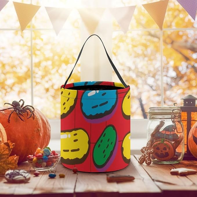 Halloween Candy Bucket - Dill Pickles Print Trick Or Treat Candy Bag, Gift Bag for Party Favor Supplies