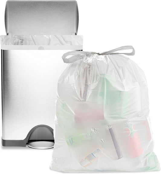 Ultrasac 13 Gallon 1.2 MIL White Drawstring Trash Bags - 23.5" x 31.25" - Pack of 60 - Fits simplehuman N