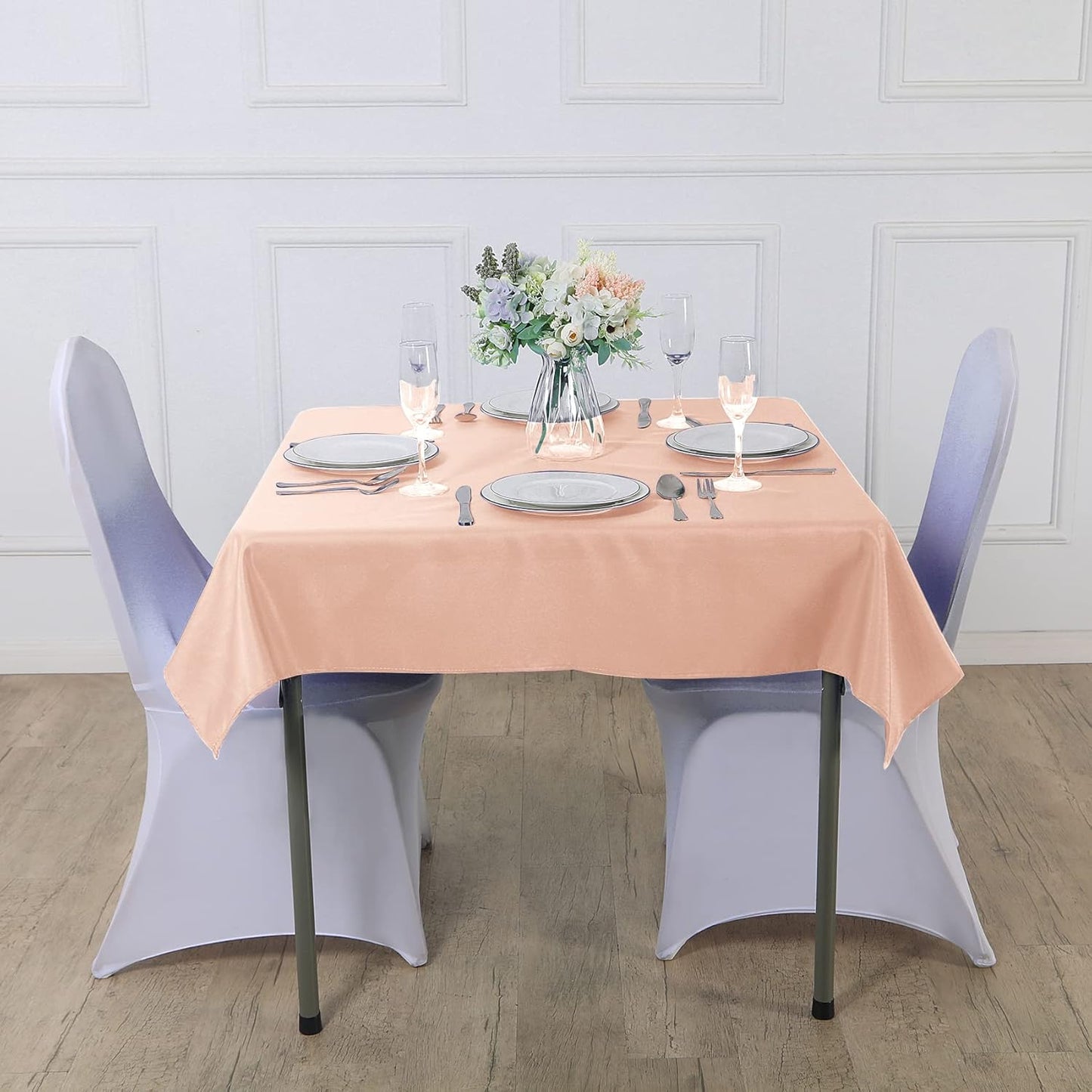 Cupuamon Square Tablecloth 52x52 inch Washable Polyester Fabric Table Cloth for Wedding Party Dining Banquet Decoration（52x52,Dusty Pink）