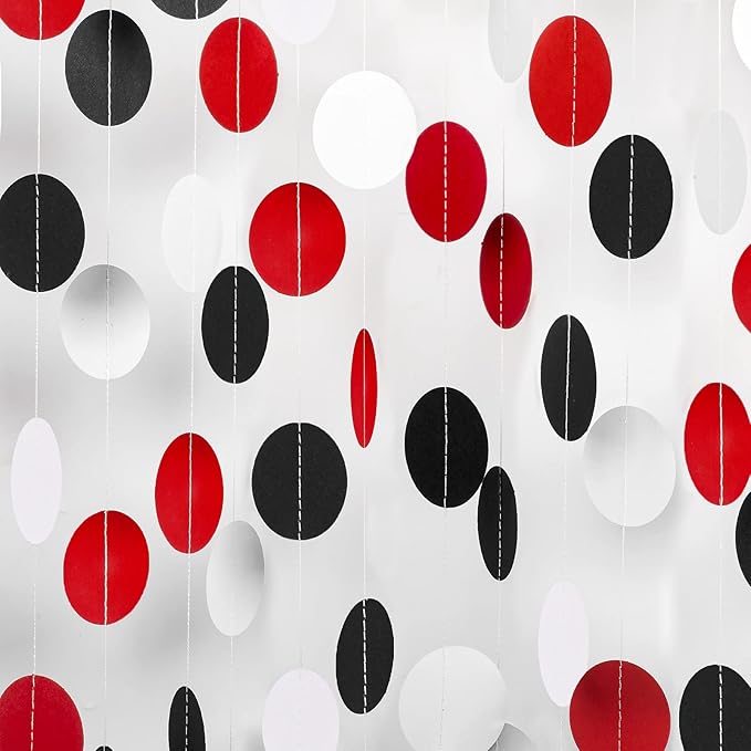 White Red Black Party Decorations - 52FT Paper Garland Streamers Decoration for Birthday Wedding Graduation Bachelorette Hanging Decor HongTongTong