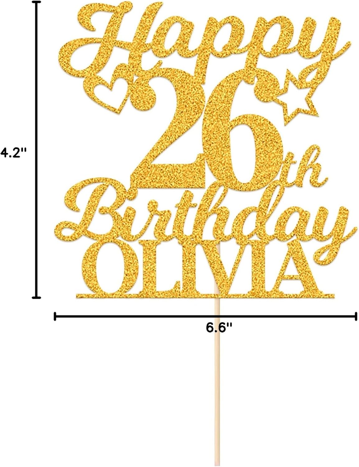 Personalized Happy Birthday Cake Toppers Birthday Cake Topper Gifts for Women Men Custom Glitter Cake Toppers with Any Name & Age for 18th 21st 30th 40th 50th 60th Cake Decorations (Gold)