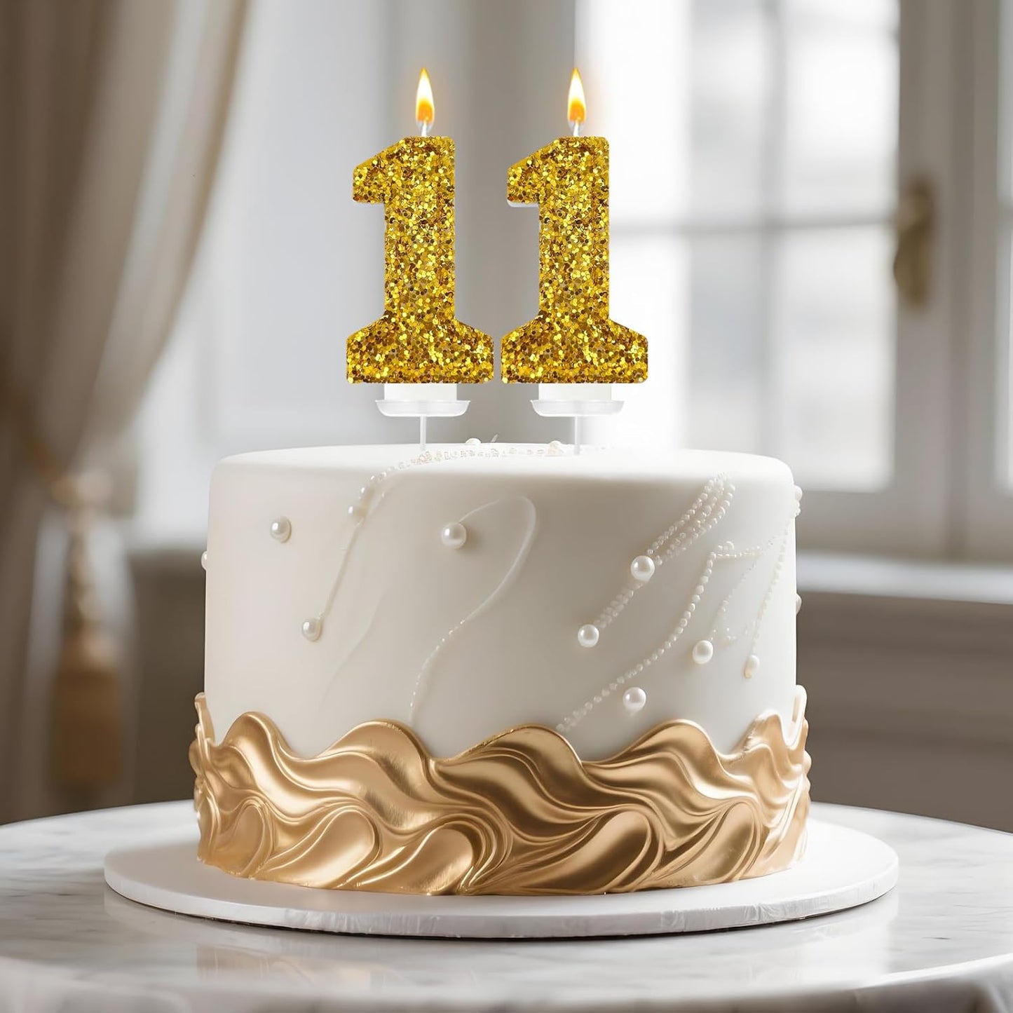 Birthday Number Candles, Glitter Number Candle Cake Decorations with Sequins, Cupcake Decorations for Girls, Women, Party Anniversary Celebrations (Number 1, Golden)