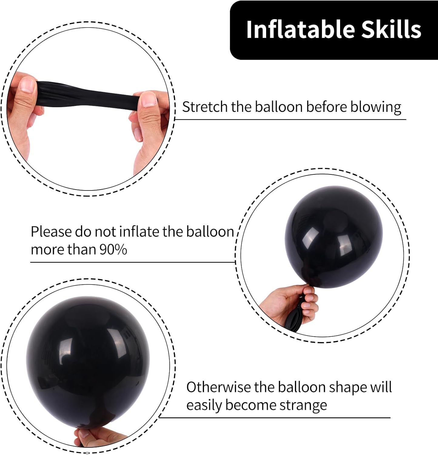 RUBFAC 92pcs Black Balloons Different Sizes 18 12 10 5 Inch for Garland Arch Premium Latex Balloons for Happy New Year Decorations 2024 Birthday Party Graduation