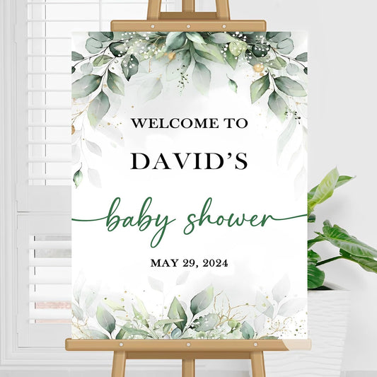 Editable Greenery Baby Shower Welcome Sign, Greenery Baby Shower Sign, Baby Shower Decorations, Greenery Baby Shower Decoration, Baby Shower Sign, Plastic Sign Full Size