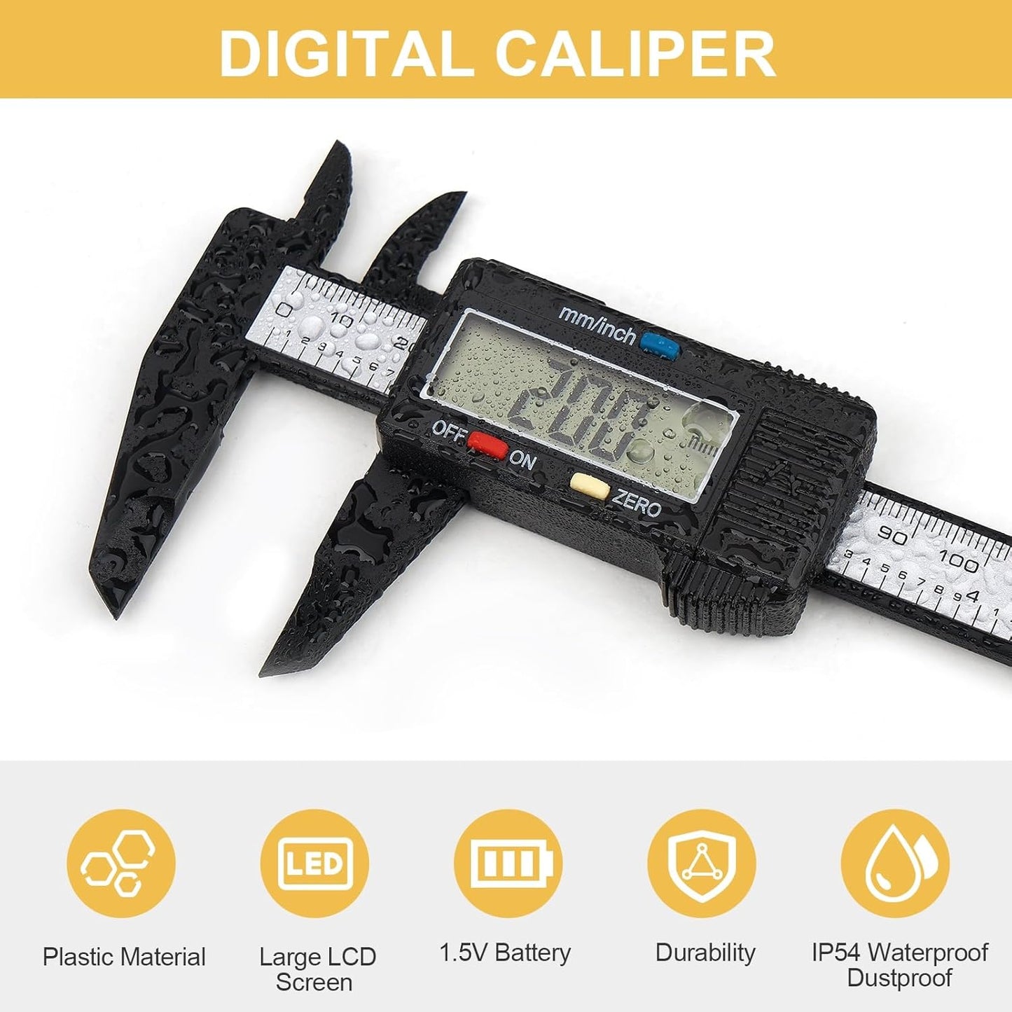 Digital Caliper, Adoric 0-6 inches Caliper with Large LCD Screen, Auto - Off Feature, Inch and Millimeter Conversion Measuring Tool, Perfect for Household/DIY/Jewelry Measurment